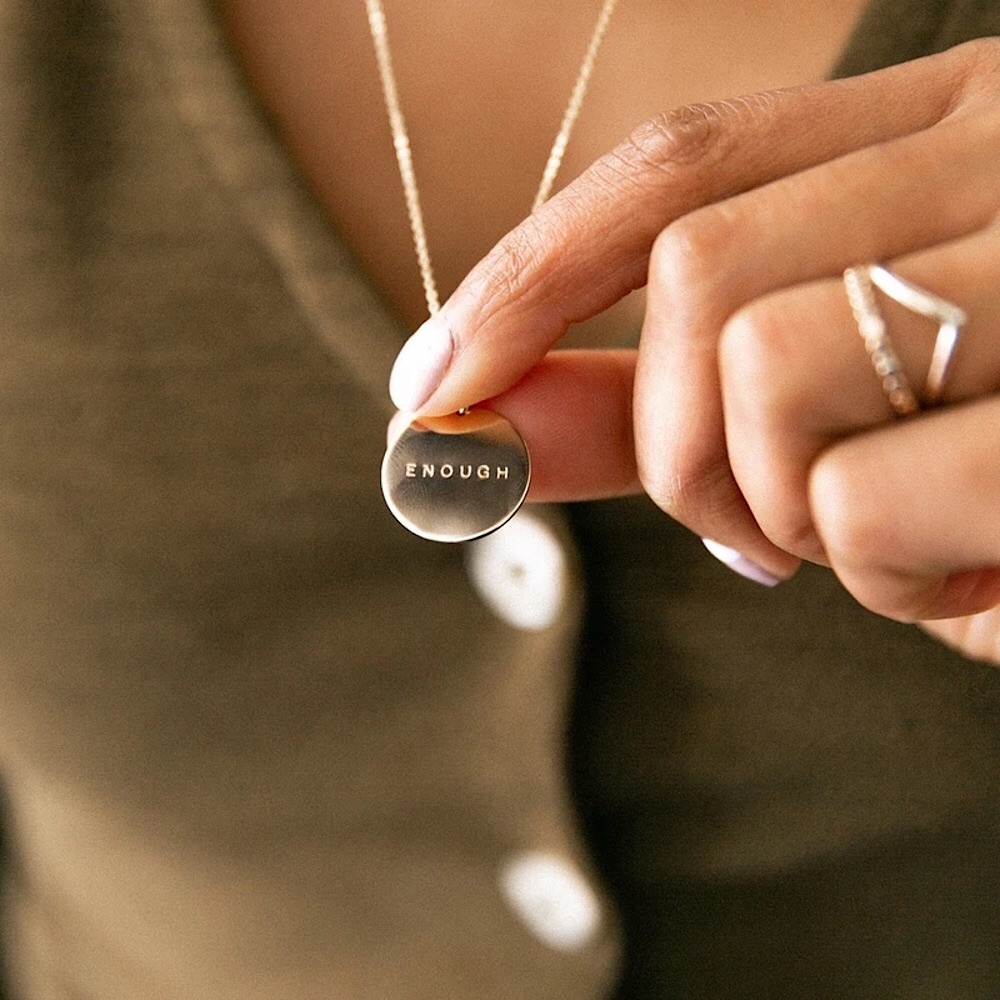 “Enough” Minimalist Mantra Dainty Bohemian Gold/Silver Self-Love Charm N… - Picture 13 of 13